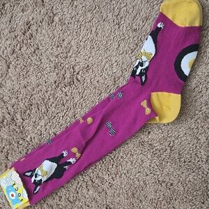 Novelty Printed Knee High Socks Boston Terrier Artsy Art To Wear Easter Spring